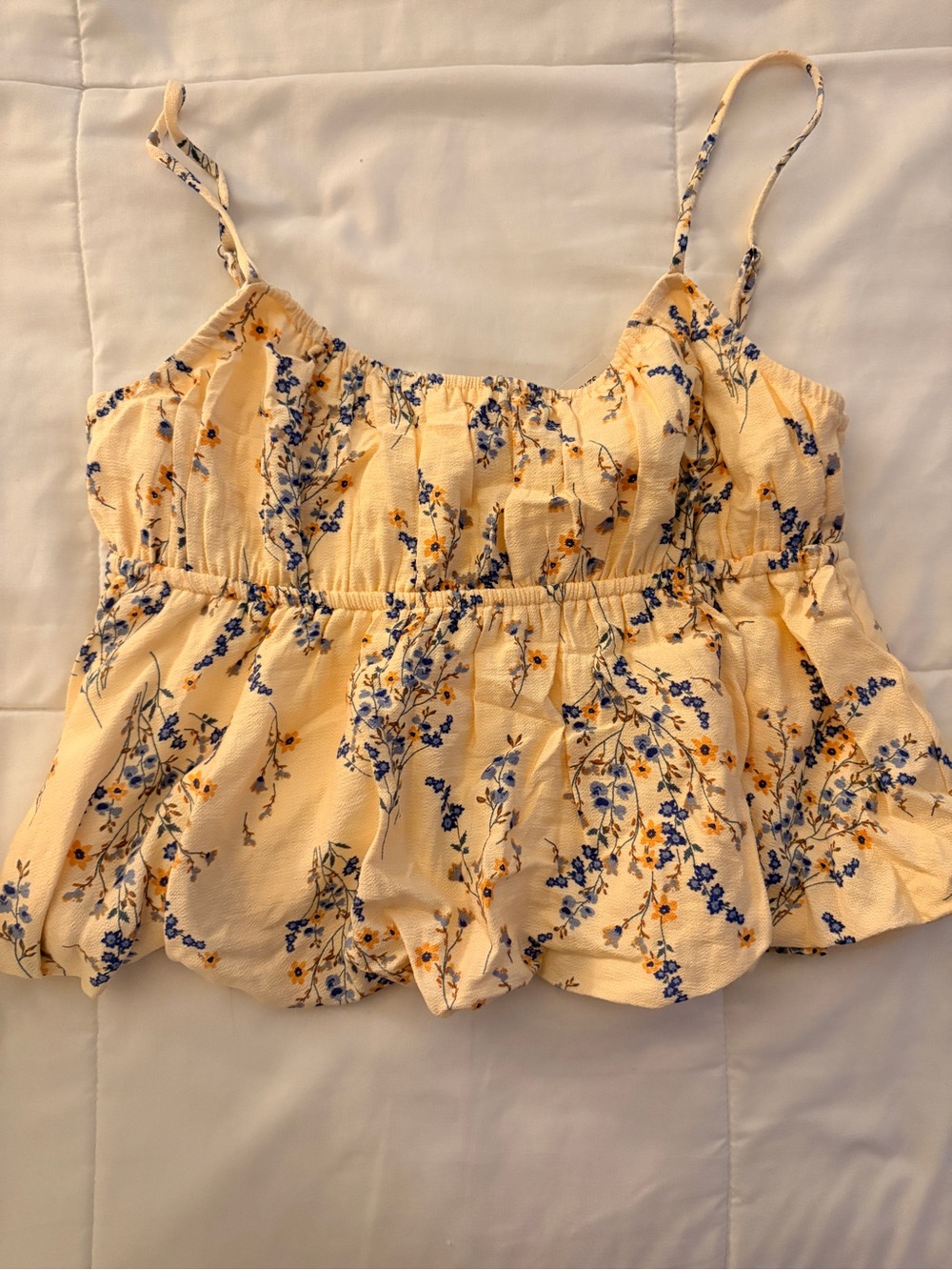 Tilly's Yellow Floral Smocked Cami Crop Top
